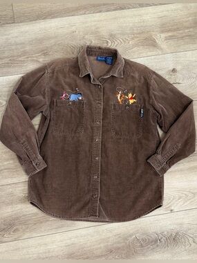 Winnie the Pooh Women’s SM Corduroy Long Sleeve Embroidered Button Down